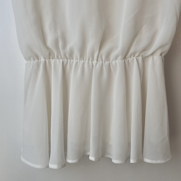 MOUSSY Chiffon Cinched Waist Blouse Ivory - Picture 6 of 13